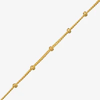 Made in Italy Womens 24K Gold Over Silver 9 1/2 Inch Solid Curb Ankle Bracelet