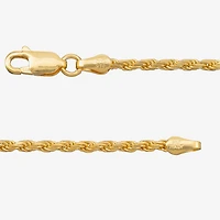 Made in Italy Mens 24K Gold Over Silver Inch Solid Rope Chain Bracelet