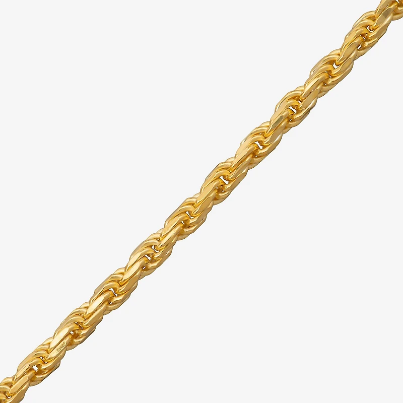 Made in Italy Mens 24K Gold Over Silver Inch Solid Rope Chain Bracelet