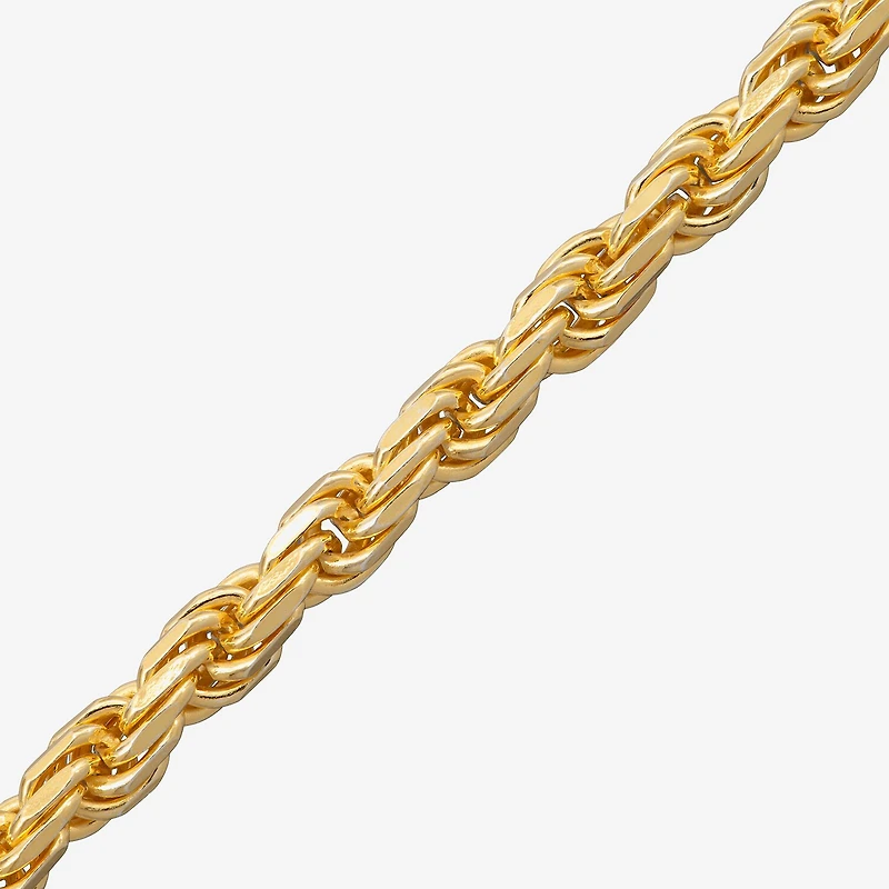 Made in Italy Mens 24K Gold Over Silver 8 1/2 Inch Solid Rope Chain Bracelet