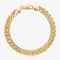 Made in Italy Mens 24K Gold Over Silver 8 1/2 Inch Solid Curb Chain Bracelet