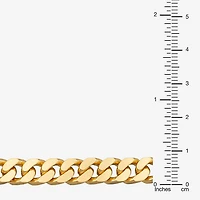 Made in Italy Mens 24K Gold Over Silver 8 1/2 Inch Solid Curb Chain Bracelet