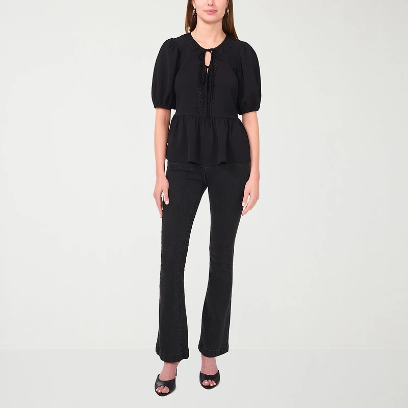Sam And Jess Womens Short Sleeve Bow Front Blouse