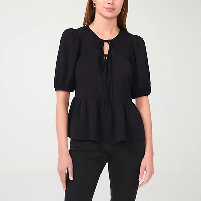 Sam And Jess Womens Short Sleeve Bow Front Blouse