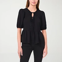 Sam And Jess Womens Short Sleeve Bow Front Blouse