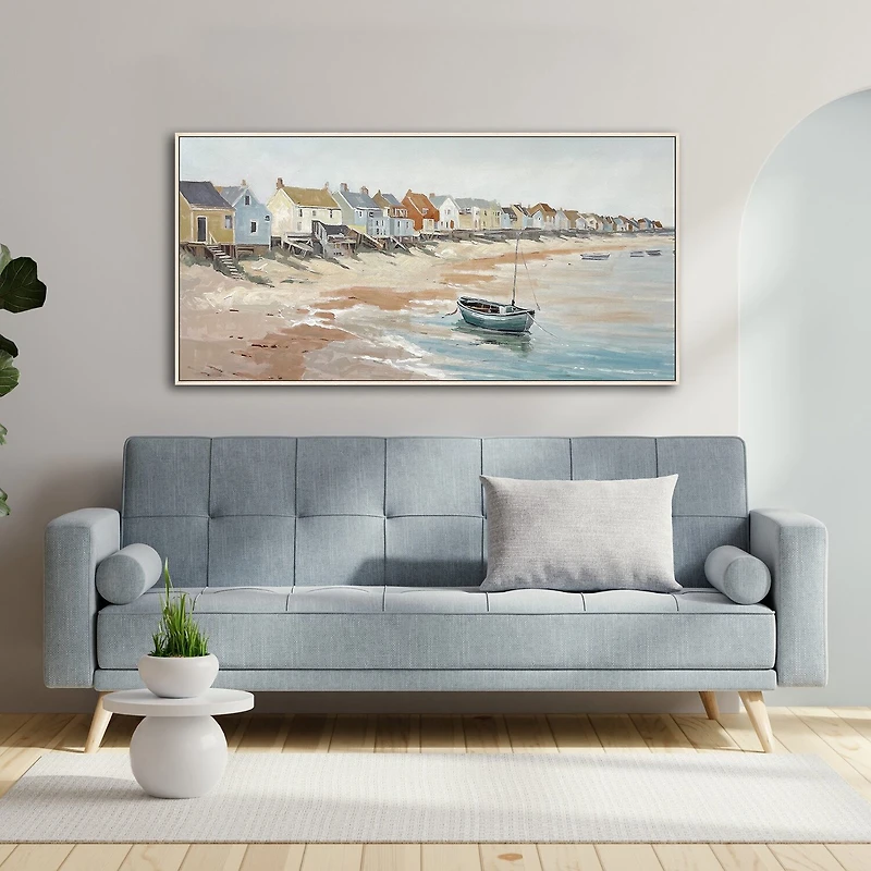 Streamline Art Coastal Village Framed Canvas Art