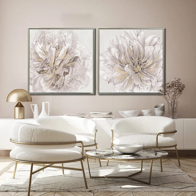 Streamline Art Pristine Petals I Framed Canvas Art