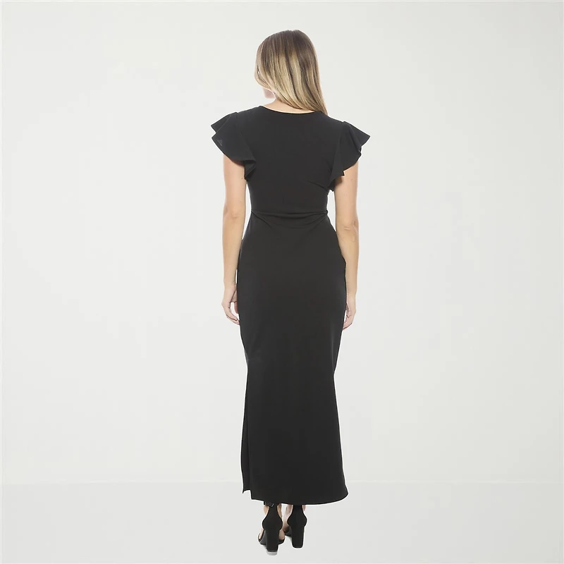 24seven Comfort Apparel Womens Short Sleeve Wrap Dress