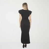 24seven Comfort Apparel Womens Short Sleeve Wrap Dress