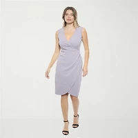 24seven Comfort Apparel Womens Sleeveless Midi Wrap Dress