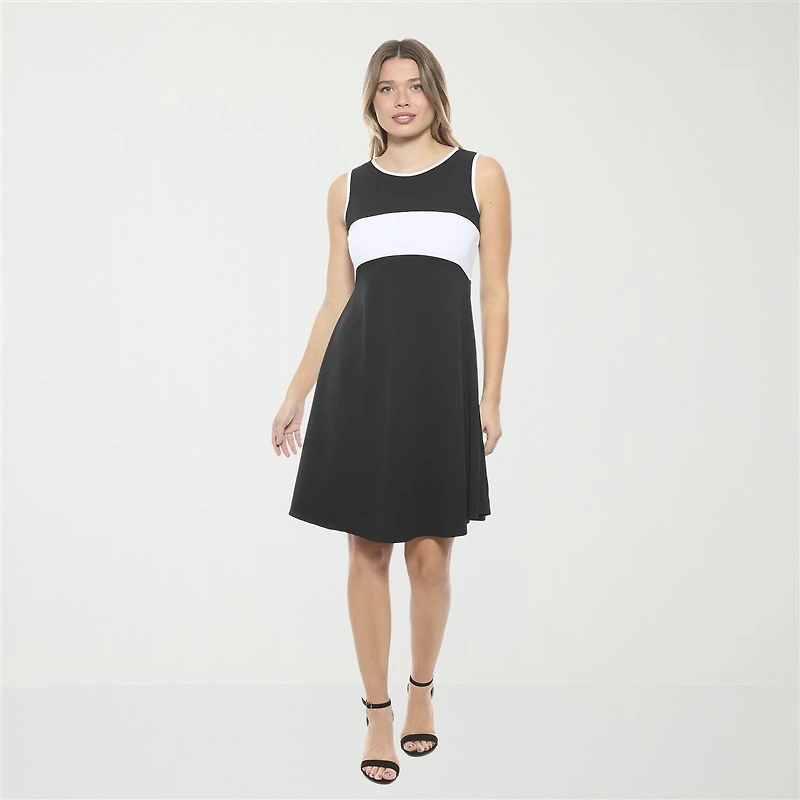 24seven Comfort Apparel Womens Round Neck Sleeveless Fit + Flare Dress