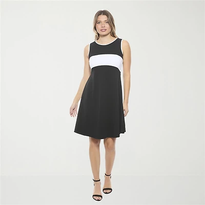 24seven Comfort Apparel Womens Round Neck Sleeveless Fit + Flare Dress