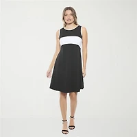 24seven Comfort Apparel Womens Round Neck Sleeveless Fit + Flare Dress