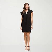 24seven Comfort Apparel Womens V Neck Short Sleeve Shift Dress