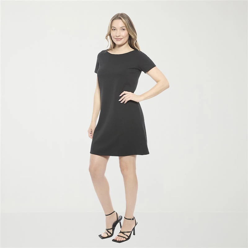 24seven Comfort Apparel Womens Round Neck Short Sleeve Shift Dress