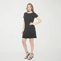 24seven Comfort Apparel Womens Round Neck Short Sleeve Shift Dress