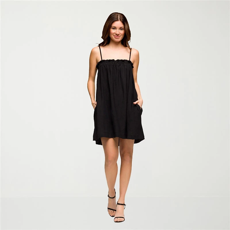 24seven Comfort Apparel Womens Square Neck Sleeveless Babydoll Dress