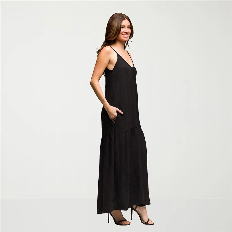 24seven Comfort Apparel Womens Scoop Neck Sleeveless A-Line Dress