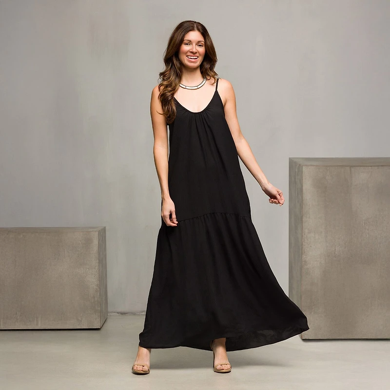 24seven Comfort Apparel Womens Scoop Neck Sleeveless A-Line Dress