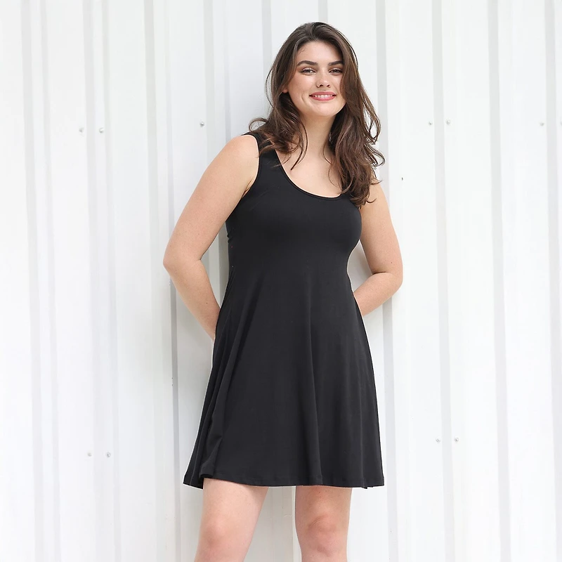 24seven Comfort Apparel Womens Sleeveless Swing Dresses