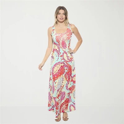 24seven Comfort Apparel Womens Scoop Neck Sleeveless Maxi Dress