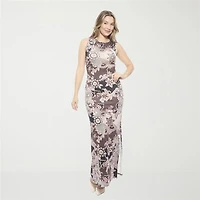 24seven Comfort Apparel Womens Round Neck Sleeveless Casual Paisley Bodycon Dress
