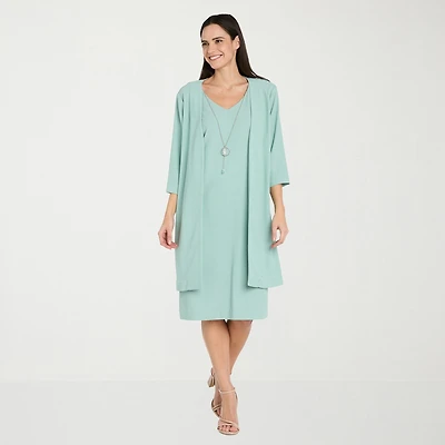 R & M Richards Womens Jacket Dress With Removable Necklace