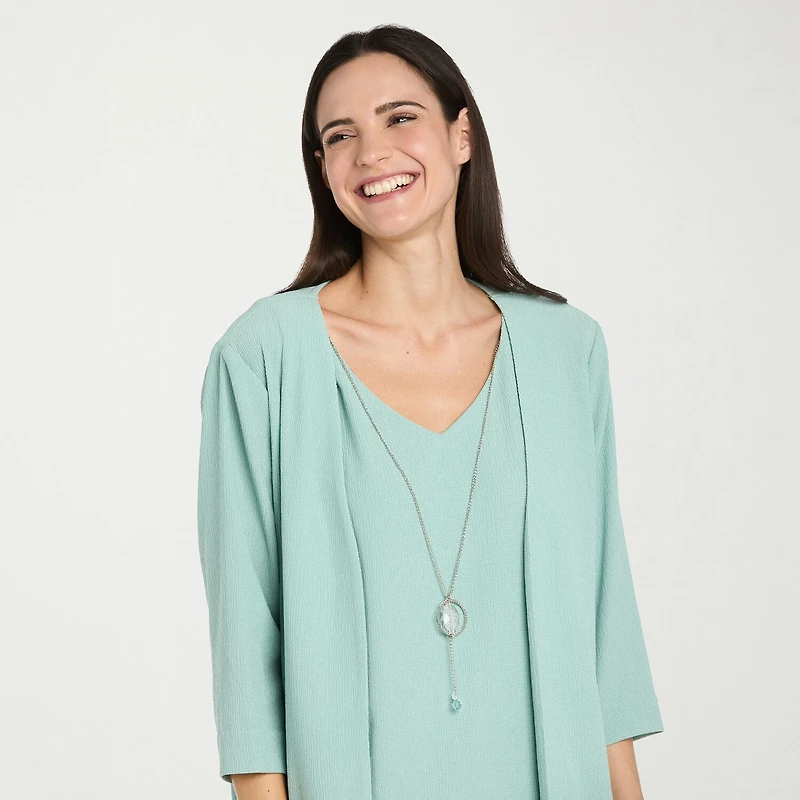 R & M Richards Womens Jacket Dress With Removable Necklace