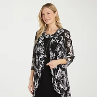 R & M Richards Womens Floral Jacket Dress With Removable Necklace