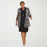 R & M Richards Womens Plus Leaf Jacket Dress