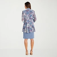 R & M Richards Womens Leaf Jacket Dress With Removable Necklace