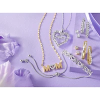 Yes, Please! "Mom" Womens 1/10 CT. T.W. Natural White Diamond Sterling Silver Heart 18 Inch Pendant Necklace