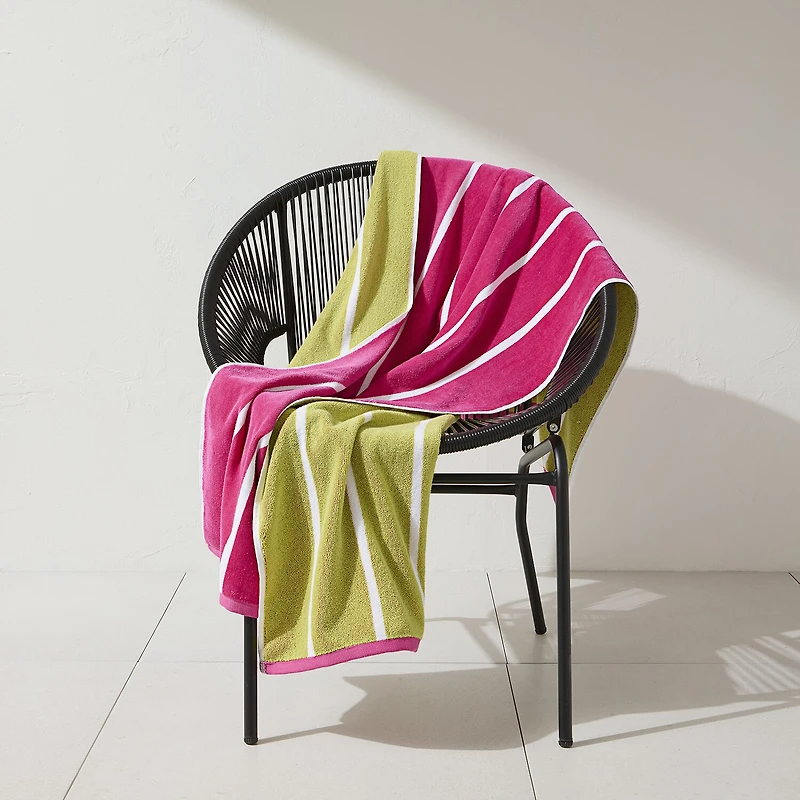 Outdoor Oasis Cabana Stripe Double-sided Beach Towel
