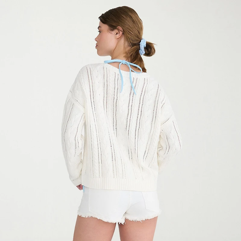 AEROPOSTALE Juniors Womens Crew Neck Long Sleeve Cable Knit Pullover Sweater
