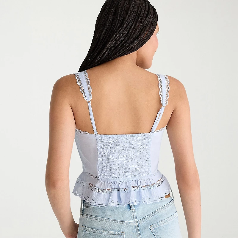 AEROPOSTALE Womens Juniors Square Neck Sleeveless Peplum Top