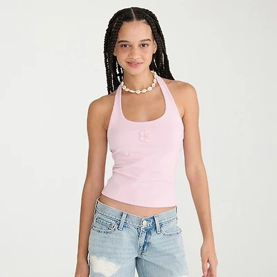 AEROPOSTALE Womens Juniors Halter Neck Sleeveless Tank Top