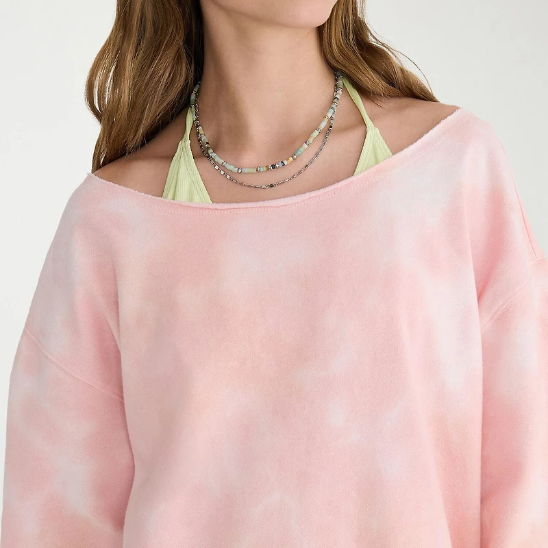 AEROPOSTALE Womens Juniors Asymmetrical Neck Long Sleeve Sweatshirt