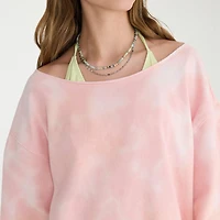 AEROPOSTALE Womens Juniors Asymmetrical Neck Long Sleeve Sweatshirt