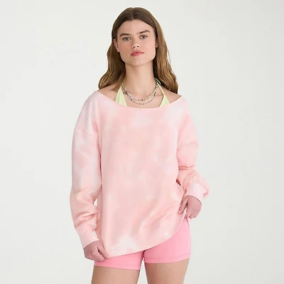 AEROPOSTALE Womens Juniors Asymmetrical Neck Long Sleeve Sweatshirt