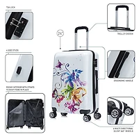 InUSA Fusion 24 Inch Hardside Lightweight Checked Spinner Luggage