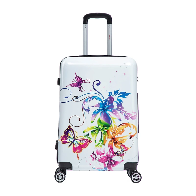 InUSA Fusion 24 Inch Hardside Lightweight Checked Spinner Luggage