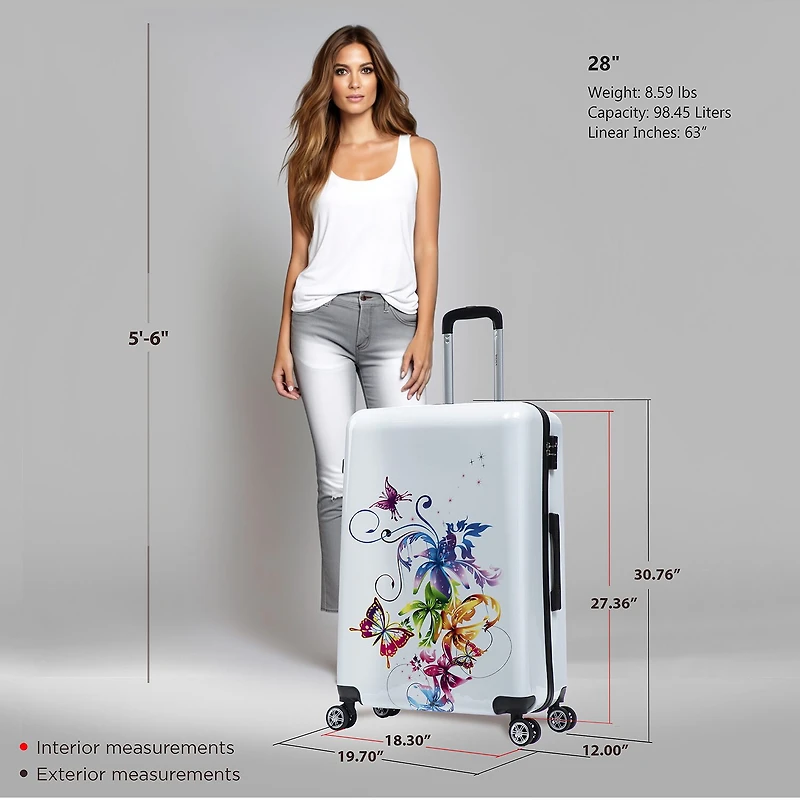 InUSA Fusion 28 Inch Hardside Lightweight Checked Spinner Luggage