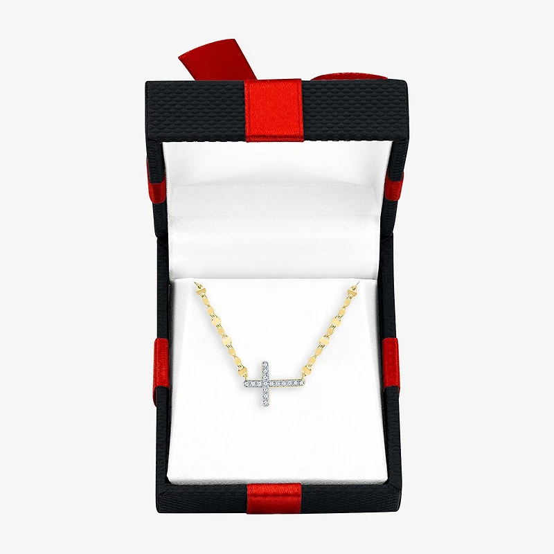 Religious Jewelry Yes, Please! Cross (G-H /Si2-I1) Womens Diamond Accent Lab Grown White Diamond Pure Silver Over Brass Cross 18 Inch Pendant Necklace