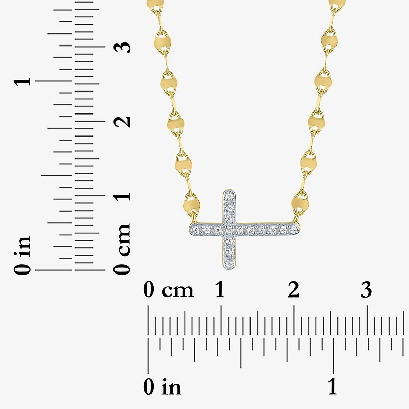 Religious Jewelry Yes, Please! Cross (G-H /Si2-I1) Womens Diamond Accent Lab Grown White Diamond Pure Silver Over Brass Cross 18 Inch Pendant Necklace