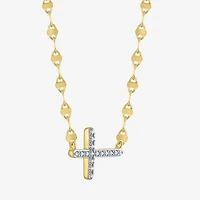 Religious Jewelry Yes, Please! Cross (G-H /Si2-I1) Womens Diamond Accent Lab Grown White Diamond Pure Silver Over Brass Cross 18 Inch Pendant Necklace