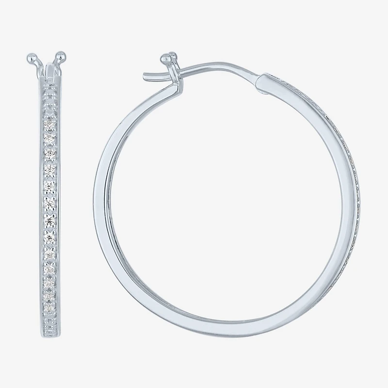 Yes, Please! (G-H / Si2-I1) Womens 1/10 CT. T.W. Lab Grown White Diamond 25mm Hoop Earrings