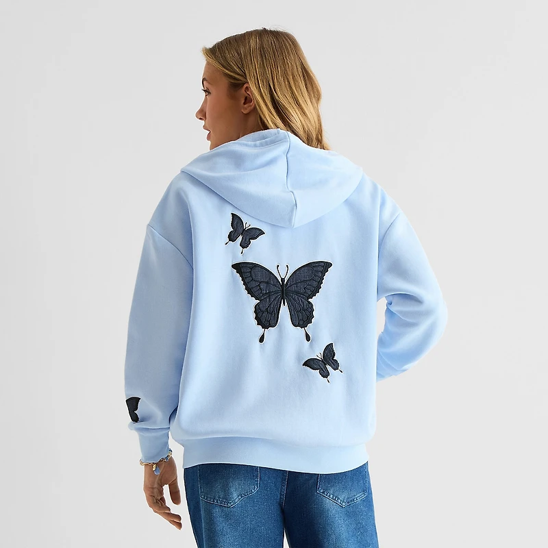 Forever 21 Womens Juniors Long Sleeve Fleece Zipper Hoodie
