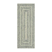 Maples Braided Squares Blue Indoor Rectangular Runner