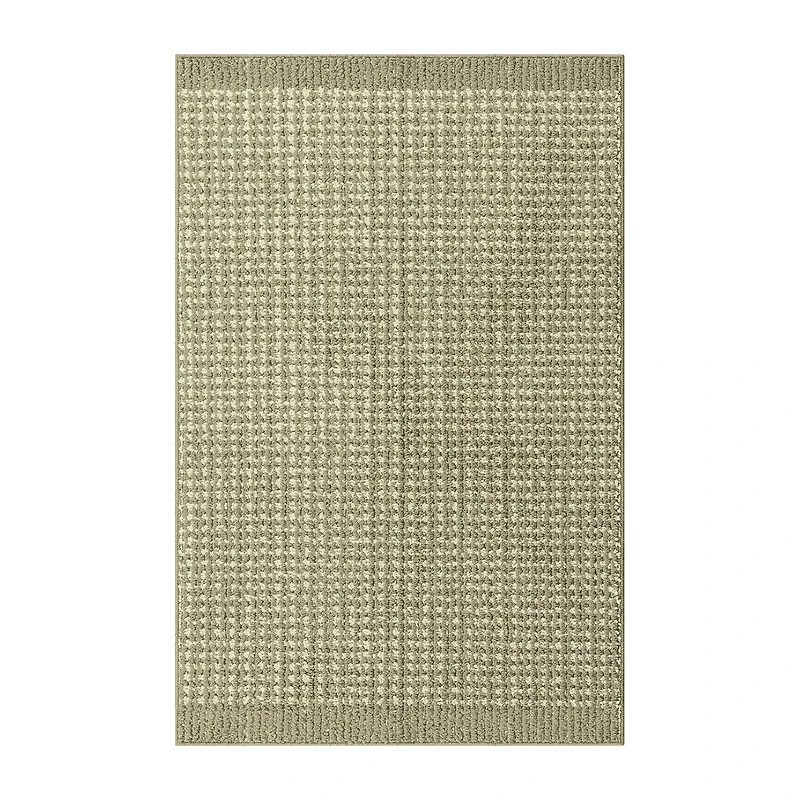 Maples Banded Grid Gray Indoor Rectangular Accent Rug