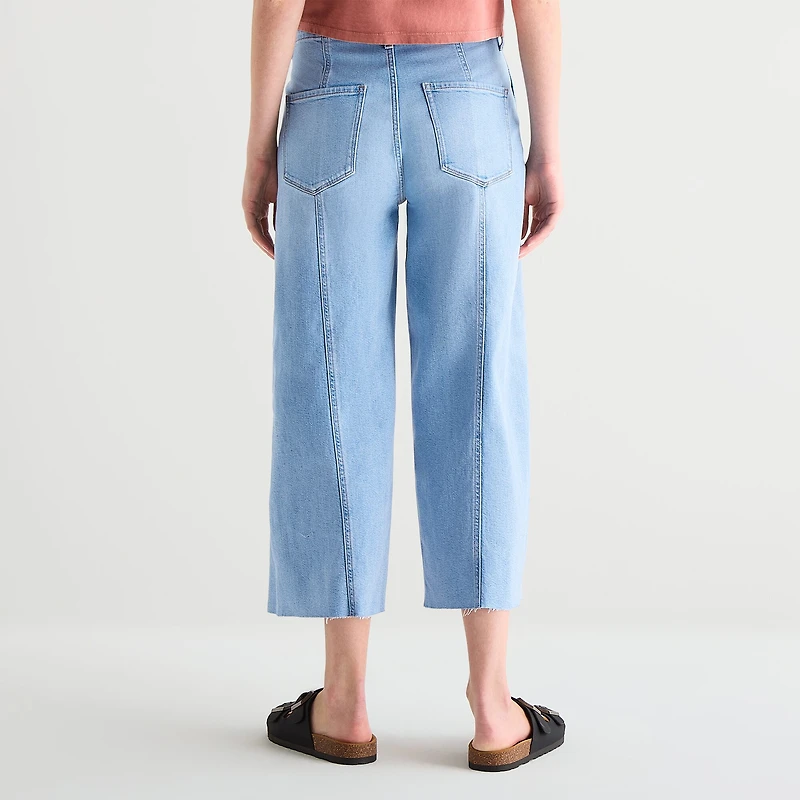 a.n.a Womens High Rise Frayed Hem Cropped Jean